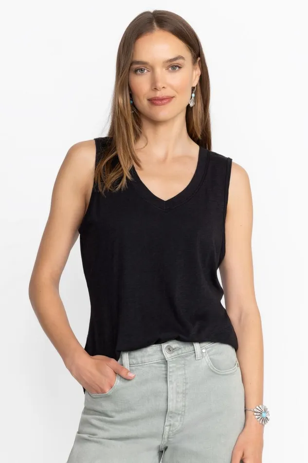 Women Tops Johnny Was SLUB JERSEY HI LOW TANK Black Beauty