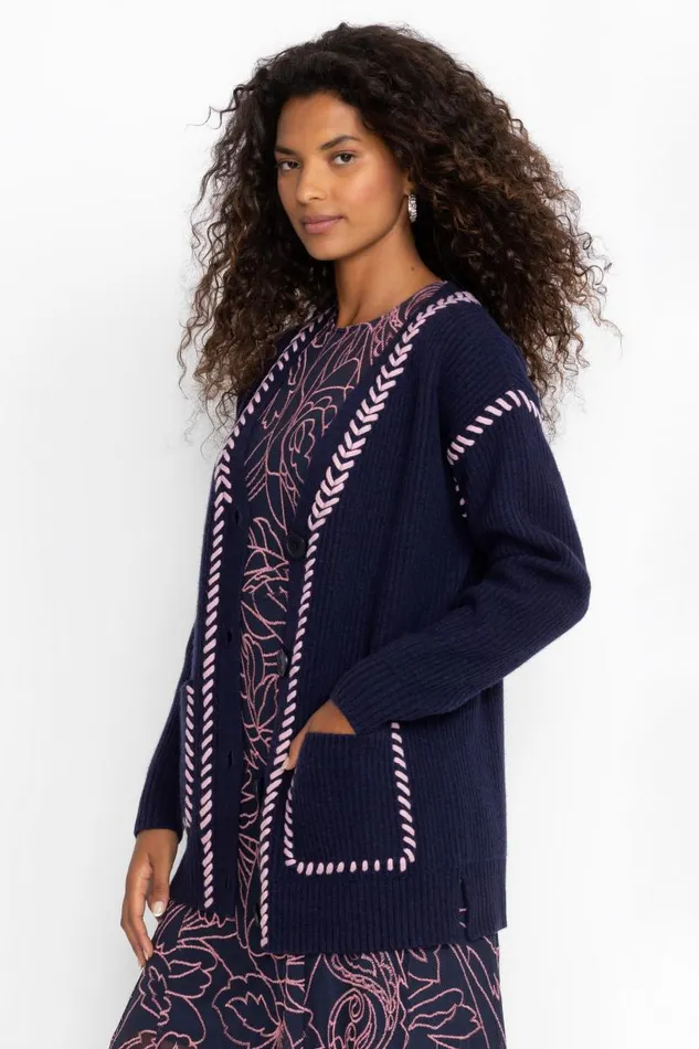 Women Tops Johnny Was THE SOLID WHIPSTITCH CARDIGAN Navy Women Tops Johnny Was THE SOLID WHIPSTITCH CARDIGAN Navy