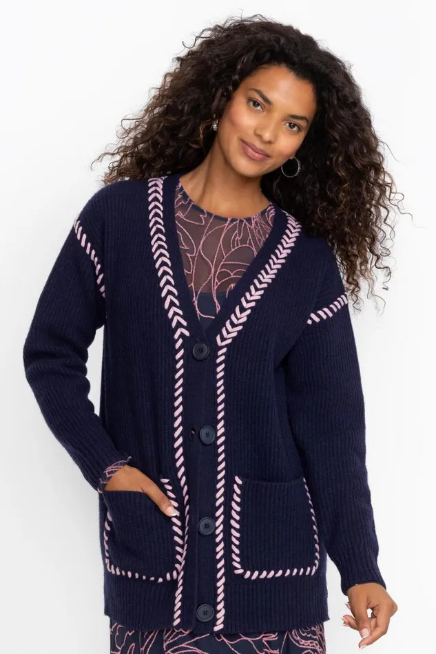 Women Tops Johnny Was THE SOLID WHIPSTITCH CARDIGAN Navy Women Tops Johnny Was THE SOLID WHIPSTITCH CARDIGAN Navy
