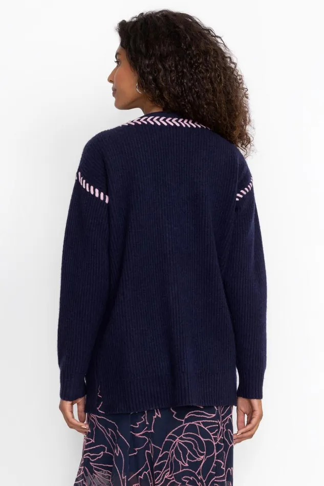 Women Tops Johnny Was THE SOLID WHIPSTITCH CARDIGAN Navy Women Tops Johnny Was THE SOLID WHIPSTITCH CARDIGAN Navy