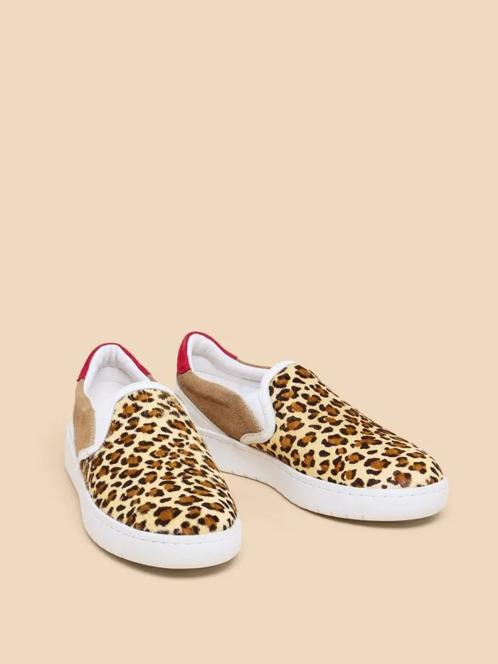 Women TRAINERS White Stuff Primrose Leather Print Slip On Tan Print