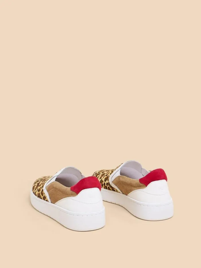 Women TRAINERS White Stuff Primrose Leather Print Slip On Tan Print
