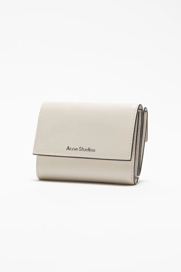 Women Trifold Leather Wallet Whiteblack Acne Studios Small Leather Goods