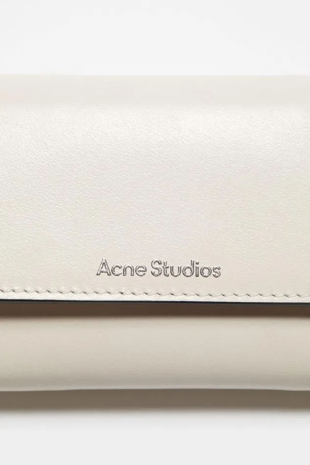 Women Trifold Leather Wallet Whiteblack Acne Studios Small Leather Goods