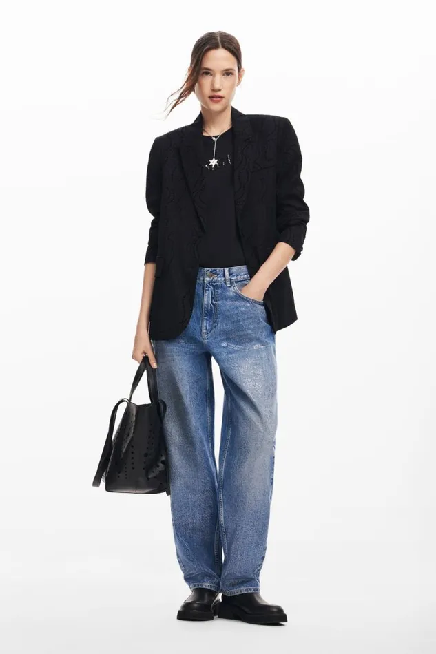 Women Trousers Desigual Balloon Denim Jeans