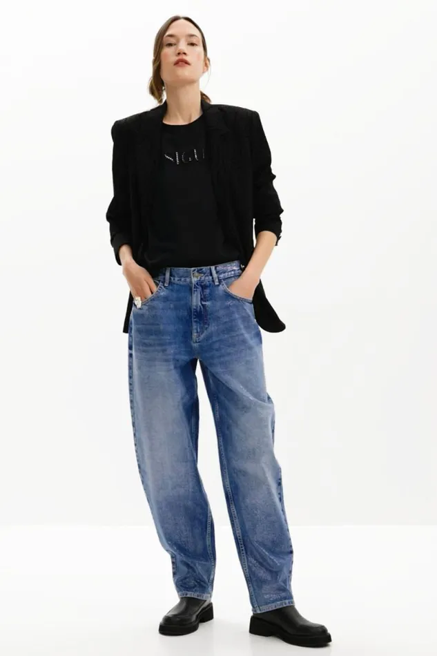 Women Trousers Desigual Balloon Denim Jeans
