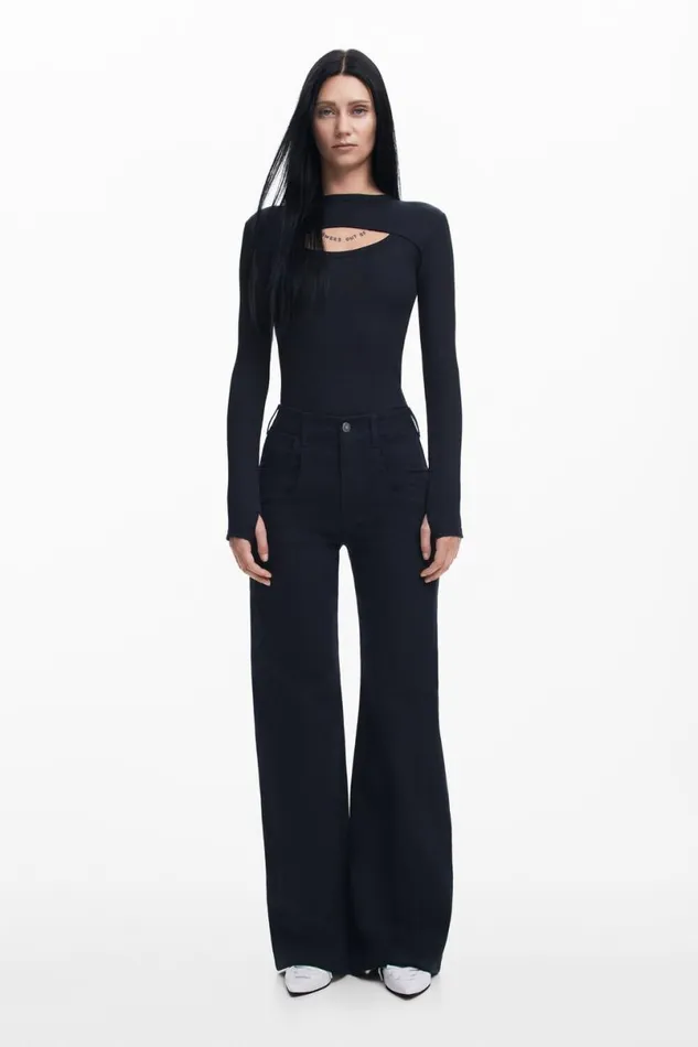 Women Trousers Desigual Maitrepierre Wide Leg Jeans