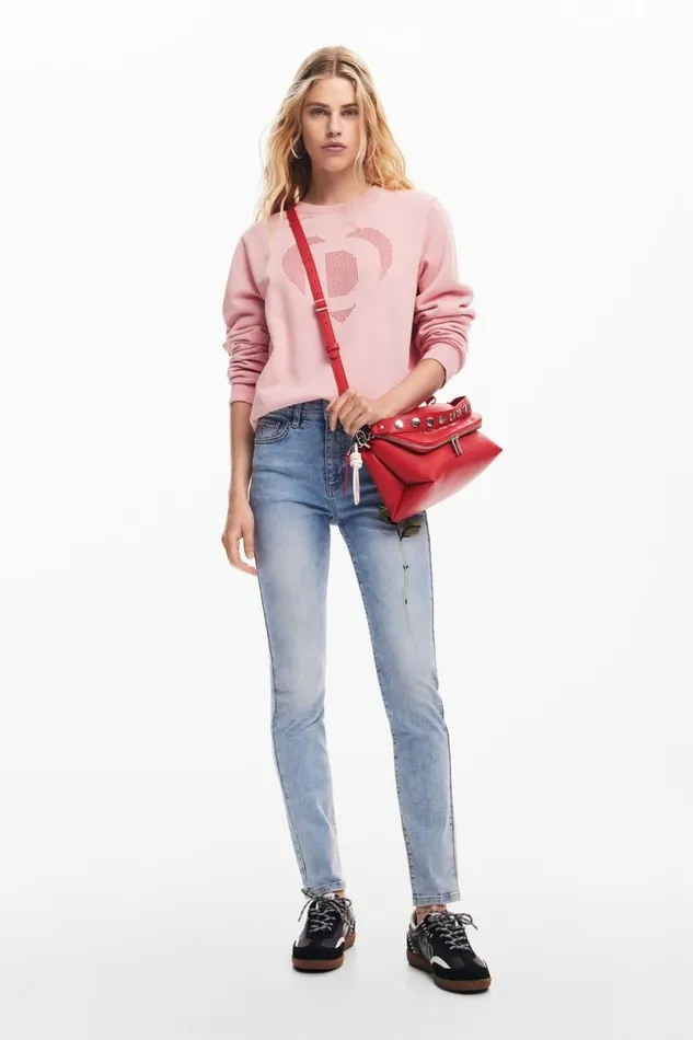 Women Trousers Desigual Pink Denim Pants