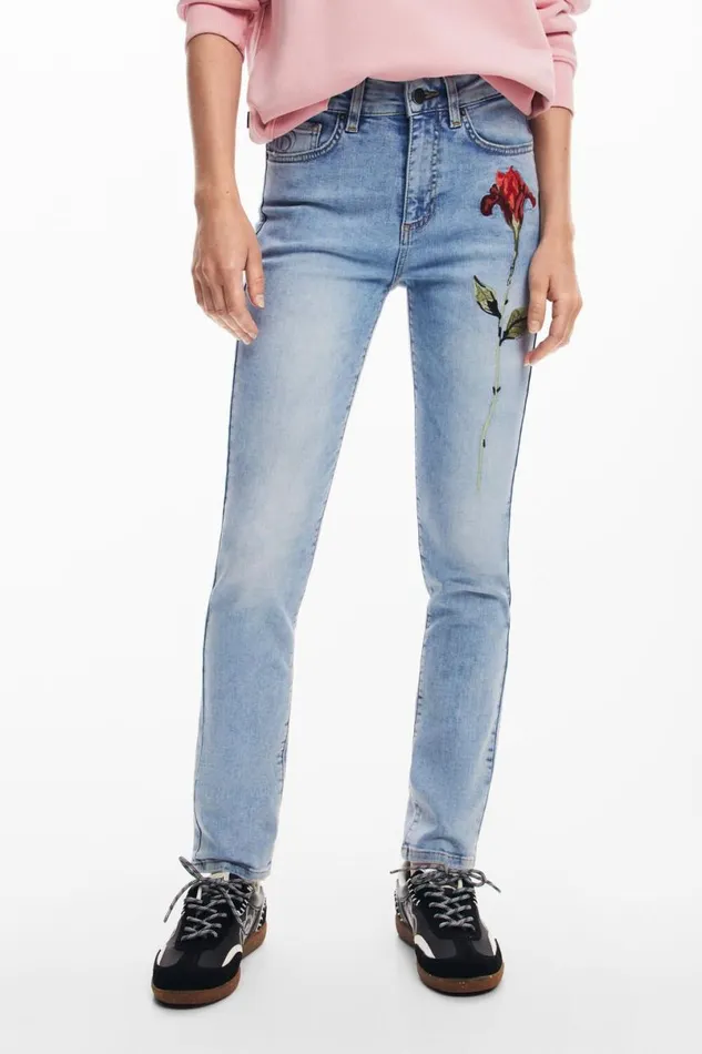Women Trousers Desigual Pink Denim Pants