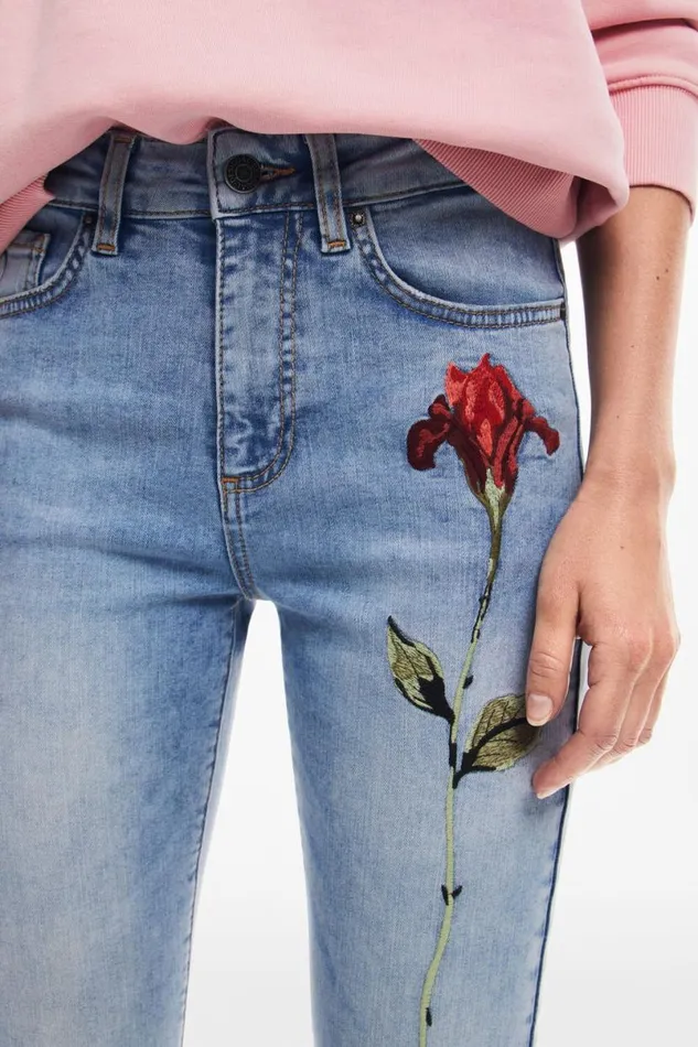 Women Trousers Desigual Pink Denim Pants