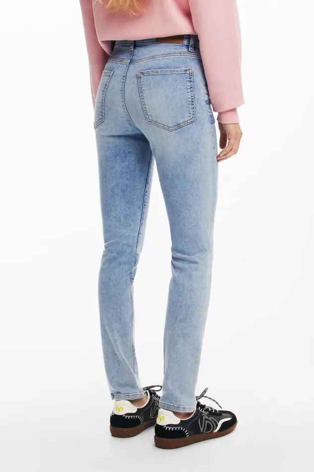 Women Trousers Desigual Pink Denim Pants