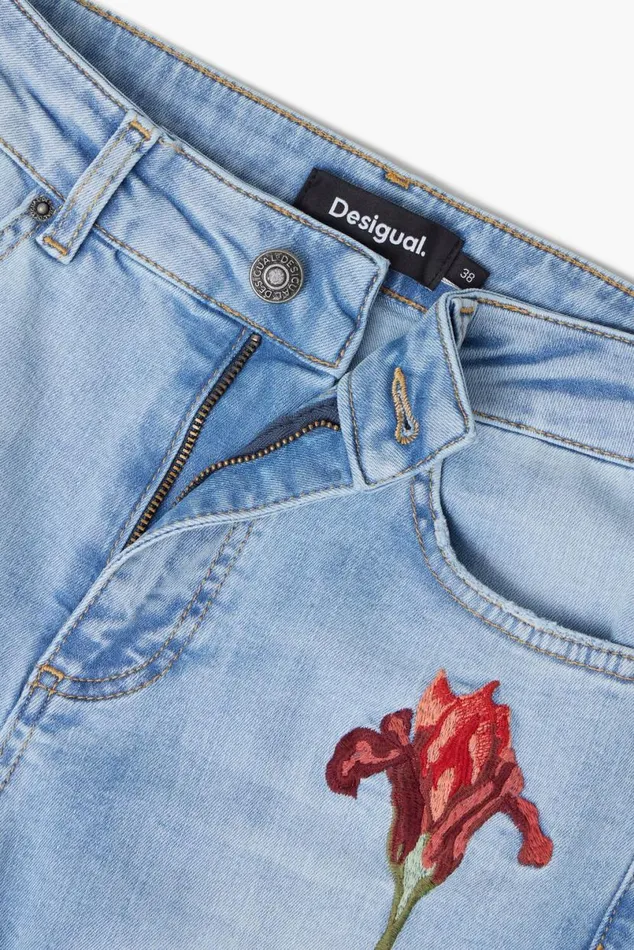 Women Trousers Desigual Pink Denim Pants