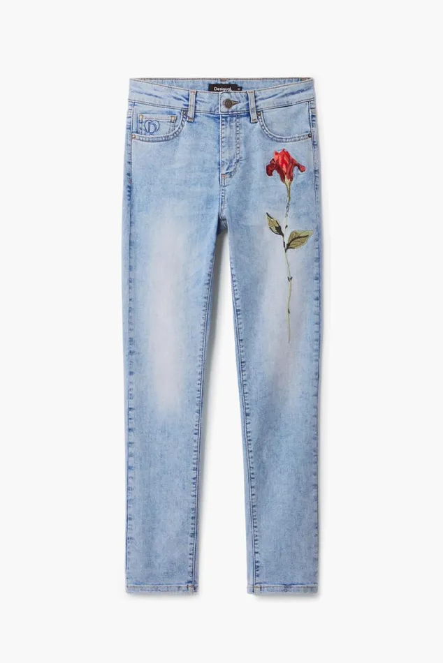 Women Trousers Desigual Pink Denim Pants