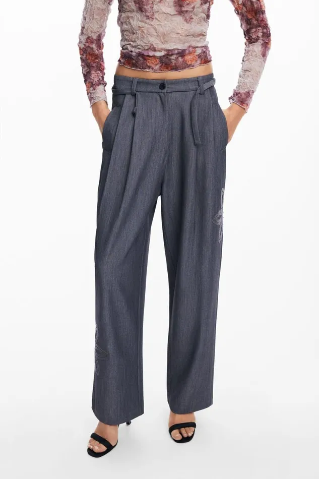 Women Trousers Desigual Straight Long Pants