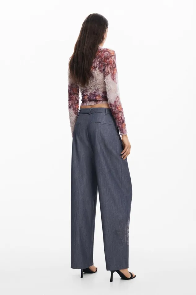 Women Trousers Desigual Straight Long Pants