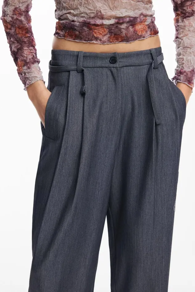 Women Trousers Desigual Straight Long Pants