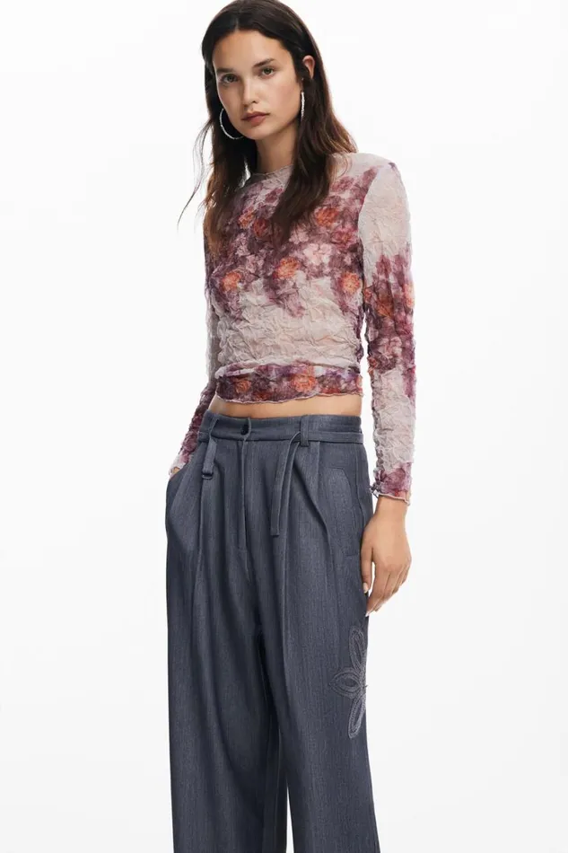 Women Trousers Desigual Straight Long Pants