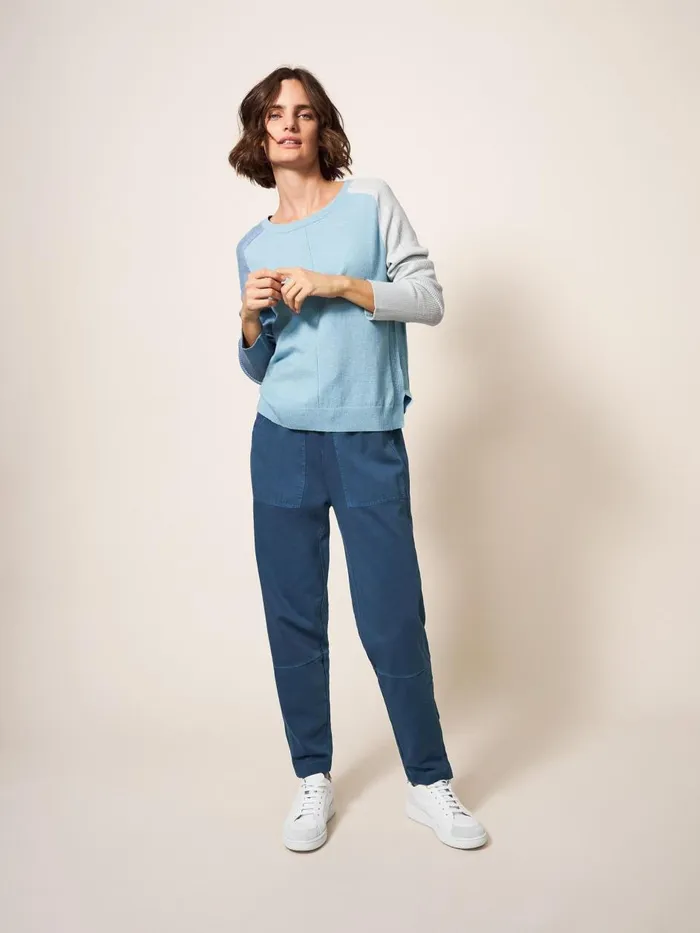 Women TROUSERS White Stuff Ava Jersey Jogger Mid Blue Women TROUSERS White Stuff Ava Jersey Jogger Mid Blue