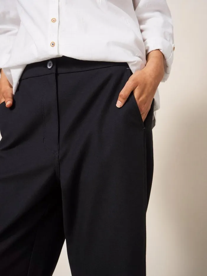 Women TROUSERS White Stuff Belle Wide Leg Cropped Trouser Pure Black