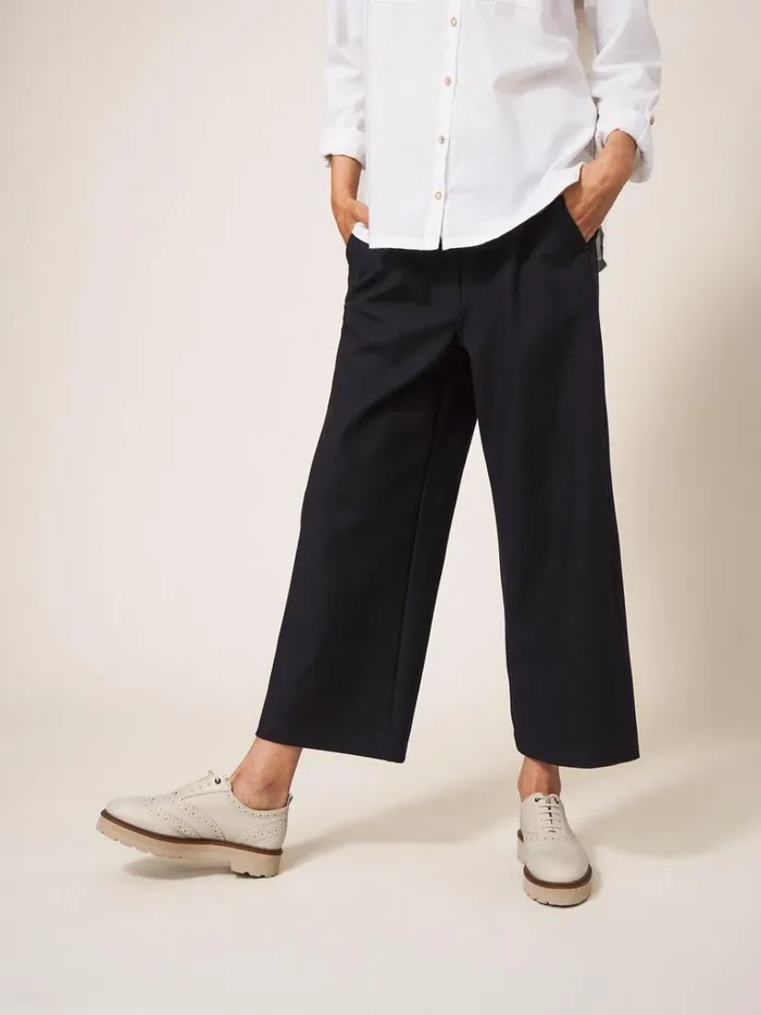 Women TROUSERS White Stuff Belle Wide Leg Cropped Trouser Pure Black Women TROUSERS White Stuff Belle Wide Leg Cropped Trouser Pure Black