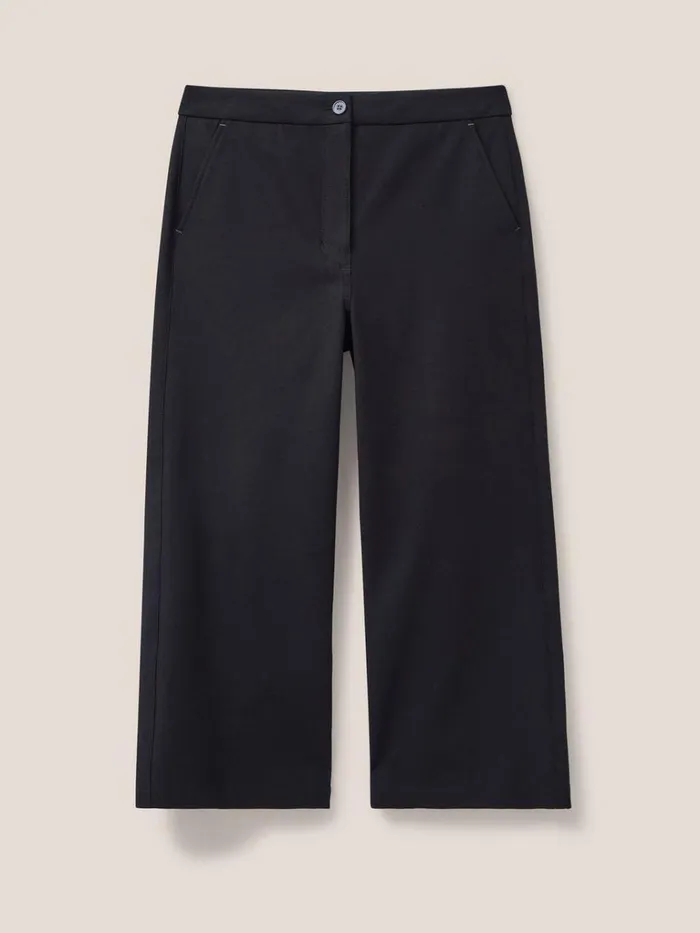 Women TROUSERS White Stuff Belle Wide Leg Cropped Trouser Pure Black Women TROUSERS White Stuff Belle Wide Leg Cropped Trouser Pure Black