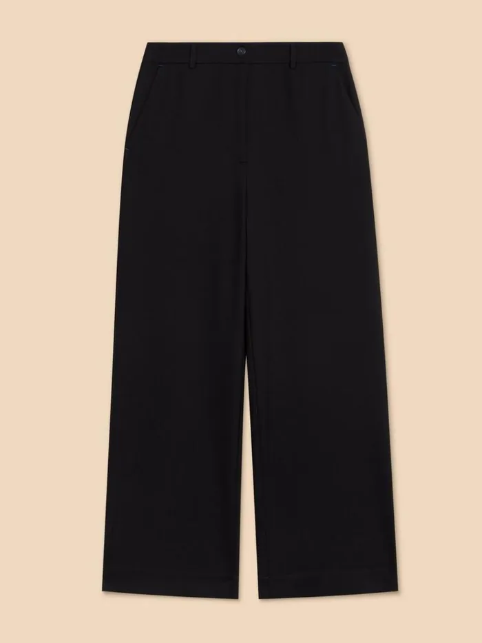 Women TROUSERS White Stuff Belle Wide Leg Trouser Pure Black Women TROUSERS White Stuff Belle Wide Leg Trouser Pure Black