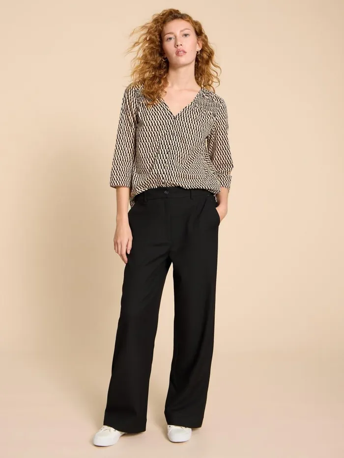 Women TROUSERS White Stuff Belle Wide Leg Trouser Pure Black Women TROUSERS White Stuff Belle Wide Leg Trouser Pure Black