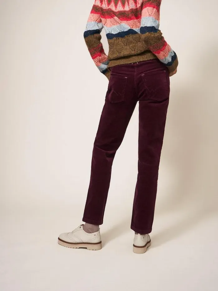Women TROUSERS White Stuff Brooke Mid Rise Cord Trouser Dk Plum
