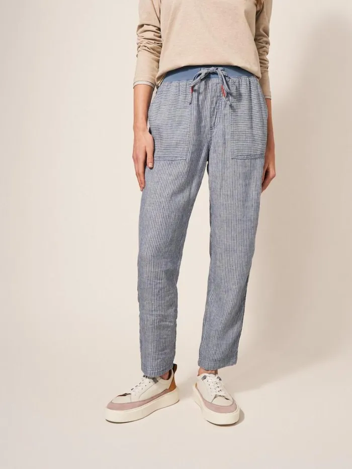 Women TROUSERS White Stuff Effie Linen Trouser Blue Multi