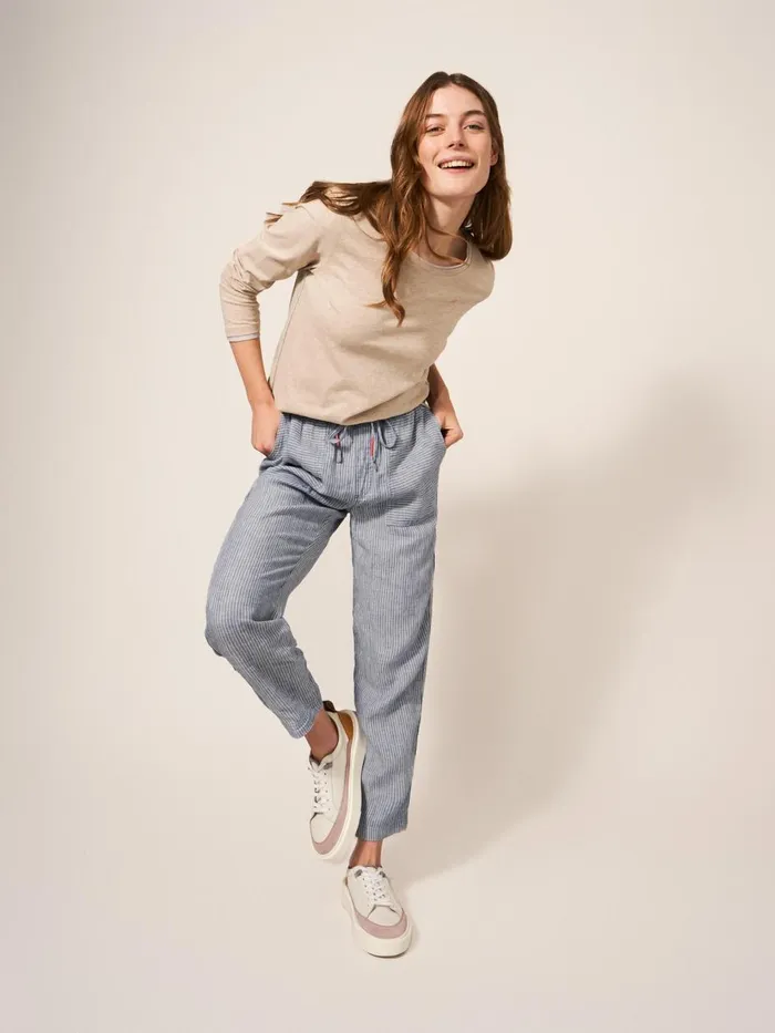 Women TROUSERS White Stuff Effie Linen Trouser Blue Multi Women TROUSERS White Stuff Effie Linen Trouser Blue Multi
