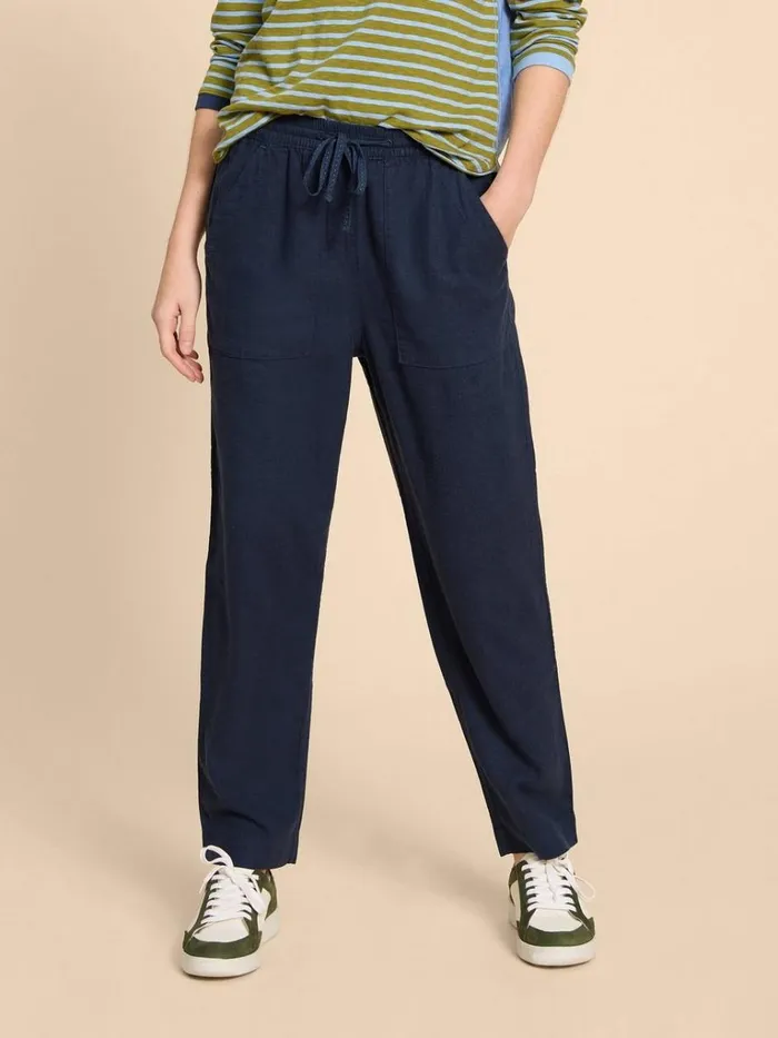 Women TROUSERS White Stuff Elle Linen Blend Trouser Dark Navy