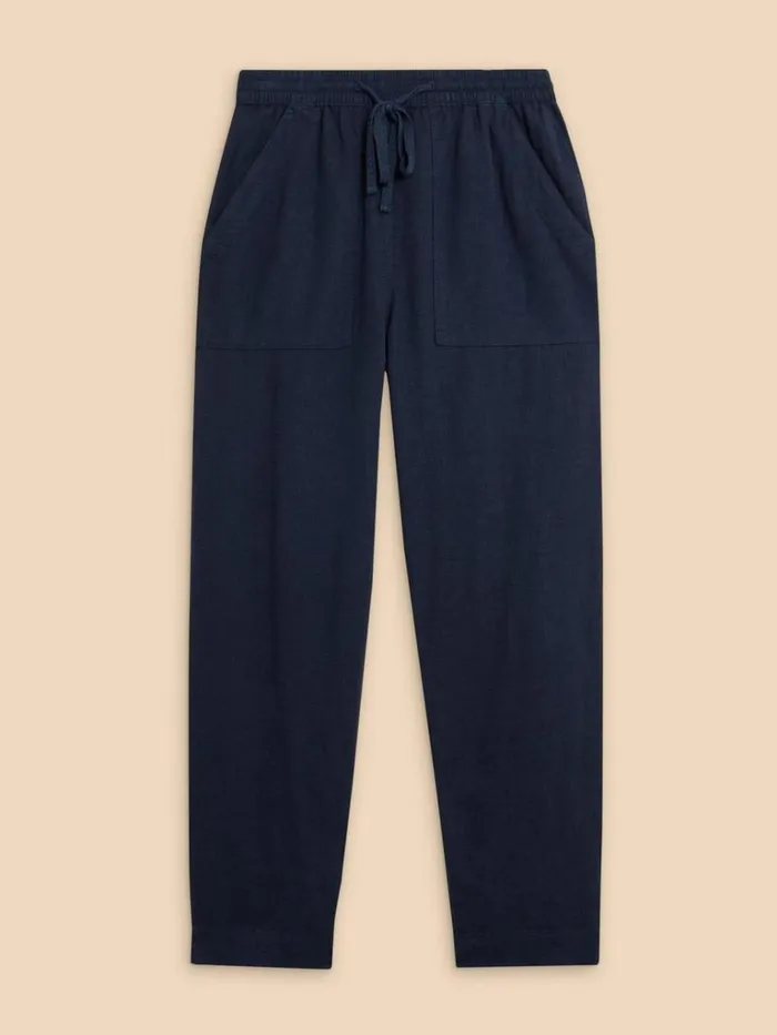 Women TROUSERS White Stuff Elle Linen Blend Trouser Dark Navy