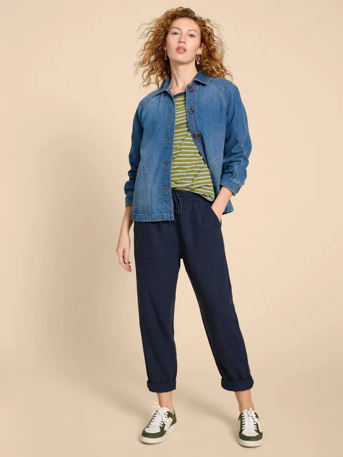Women TROUSERS White Stuff Elle Linen Blend Trouser Dark Navy