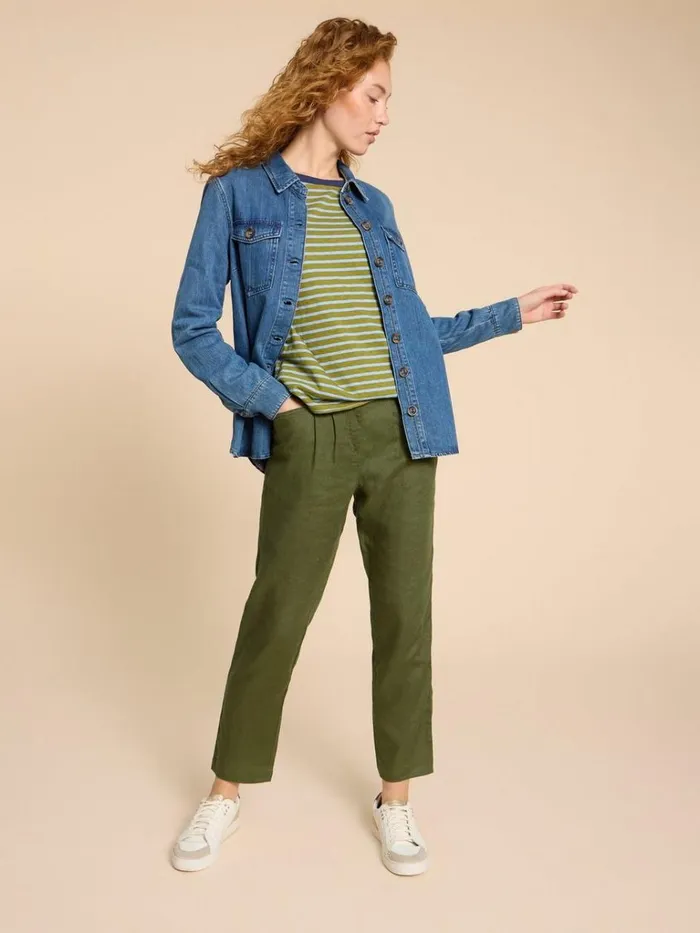 Women TROUSERS White Stuff Linen Rowena Trousers Dark Green