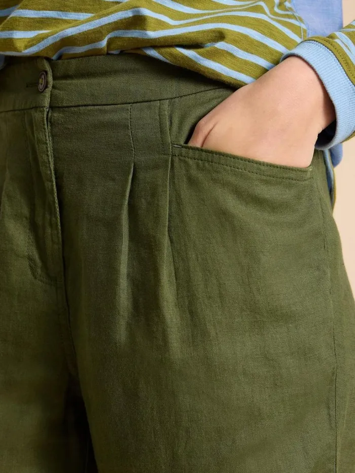 Women TROUSERS White Stuff Linen Rowena Trousers Dark Green