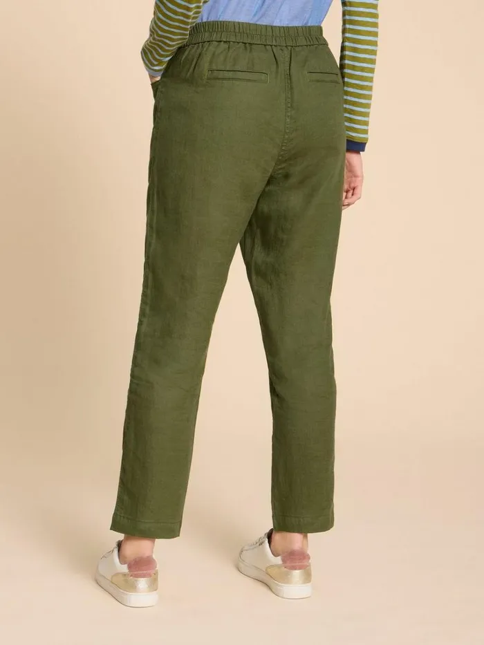 Women TROUSERS White Stuff Linen Rowena Trousers Dark Green