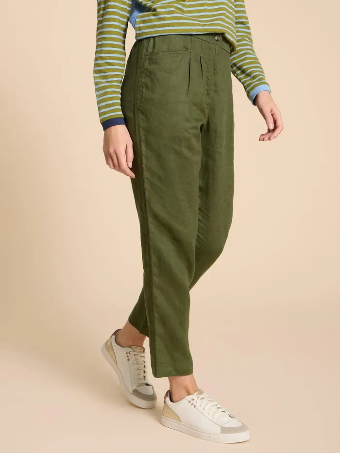 Women TROUSERS White Stuff Linen Rowena Trousers Dark Green