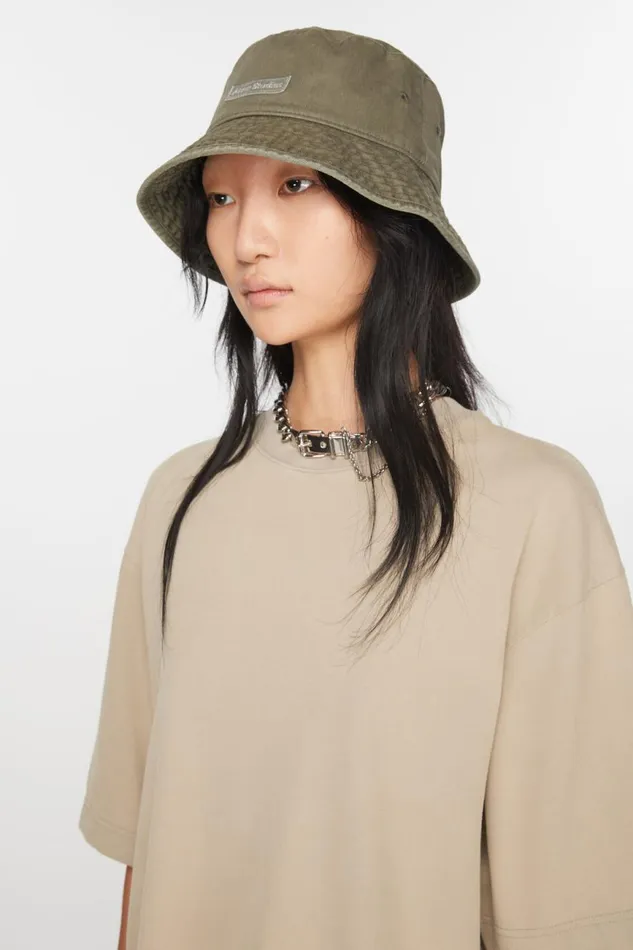 Women Twill Bucket Hat Khaki Green Acne Studios Hats