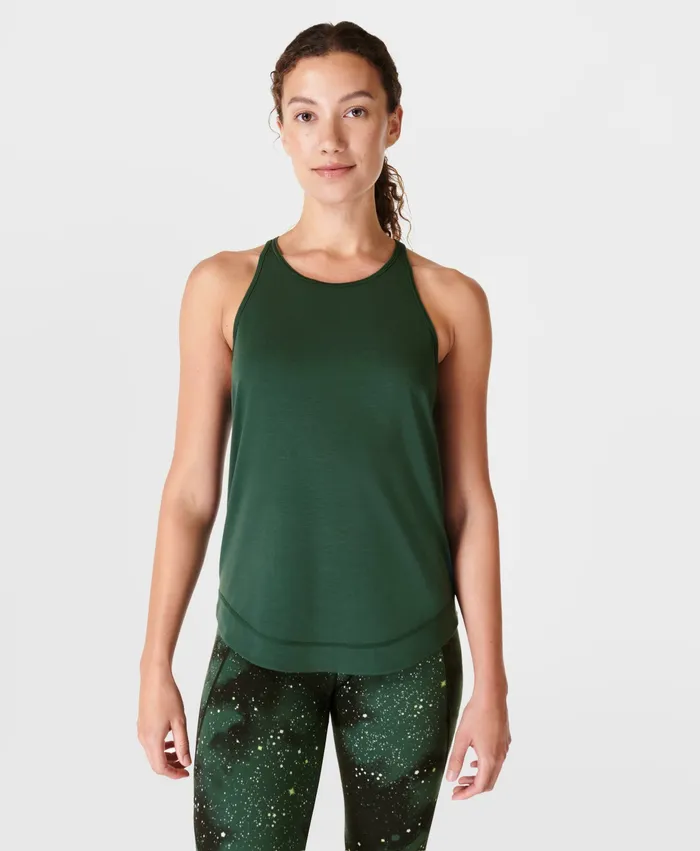 Women Vest Tops Sweaty Betty Breathe Easy Running Vest Trek Green