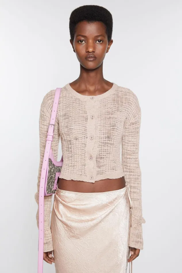 Women Wide Rib Cardigan Dusty Pink Acne Studios Knitwear