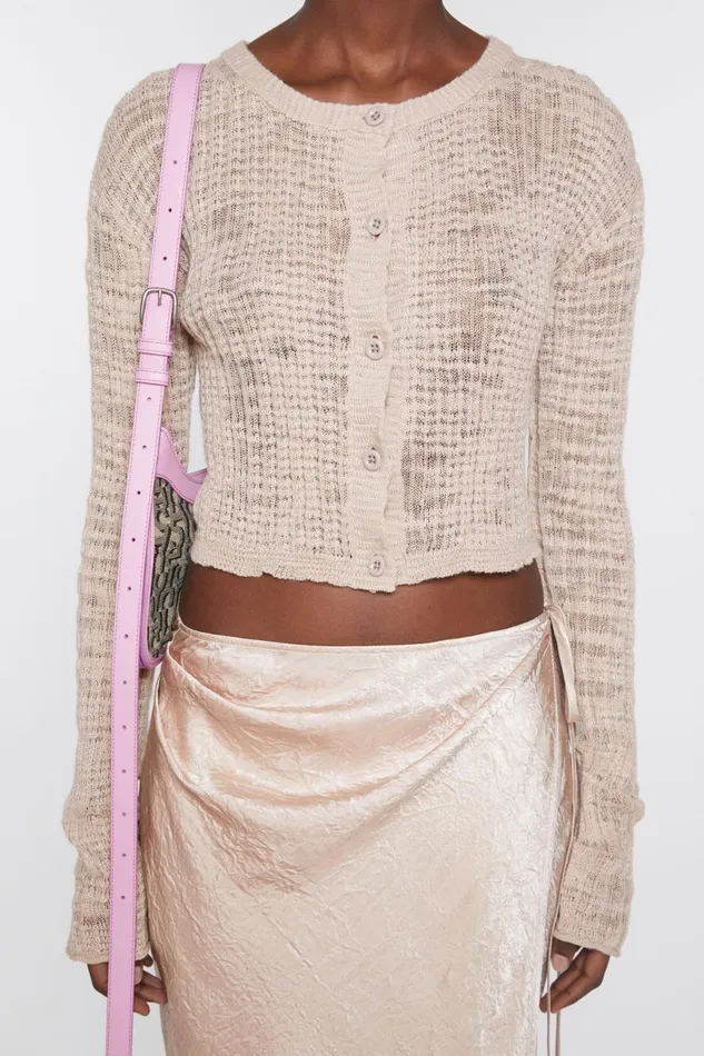 Women Wide Rib Cardigan Dusty Pink Acne Studios Knitwear