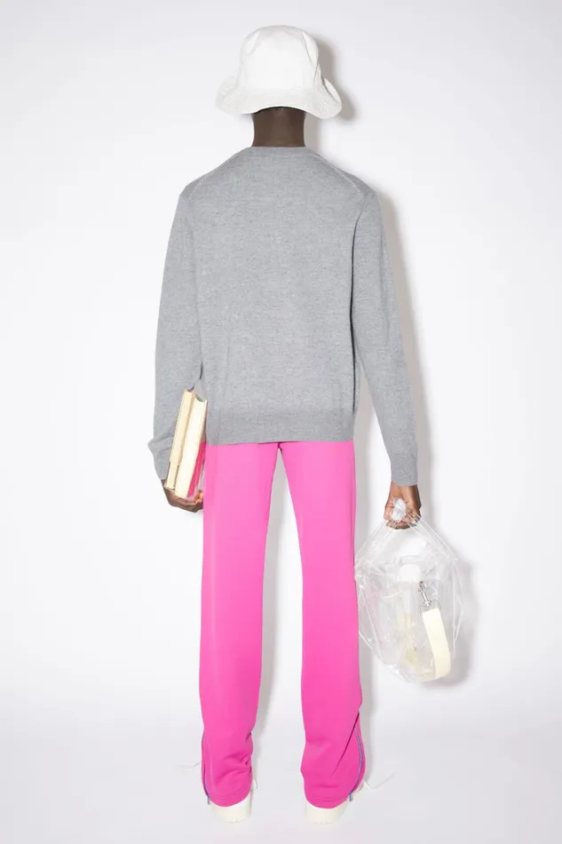 Women Wool Crew Neck Sweater Grey Melange Acne Studios Knitwear
