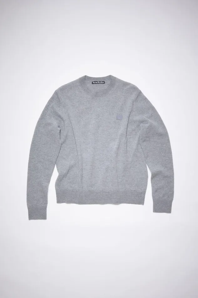 Women Wool Crew Neck Sweater Grey Melange Acne Studios Knitwear