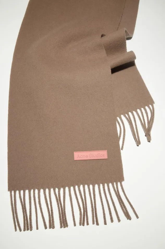 Women Wool Scarf Pink Label 8211 Narrow Warm Beige Acne Studios Scarves