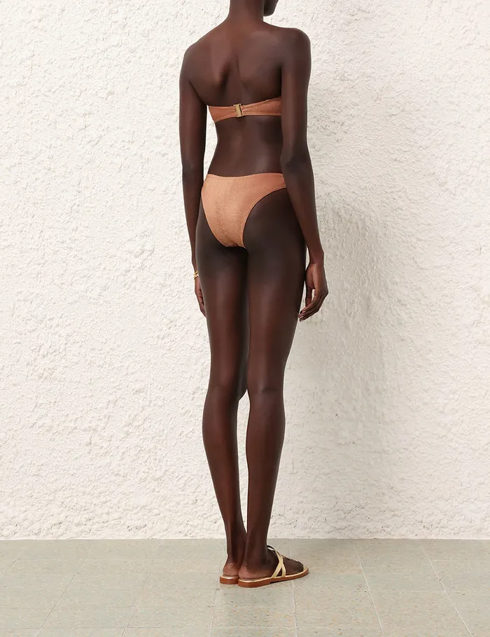 Women Zimmermann Bikinis Ottie Metallic Knot Bikini Apricot