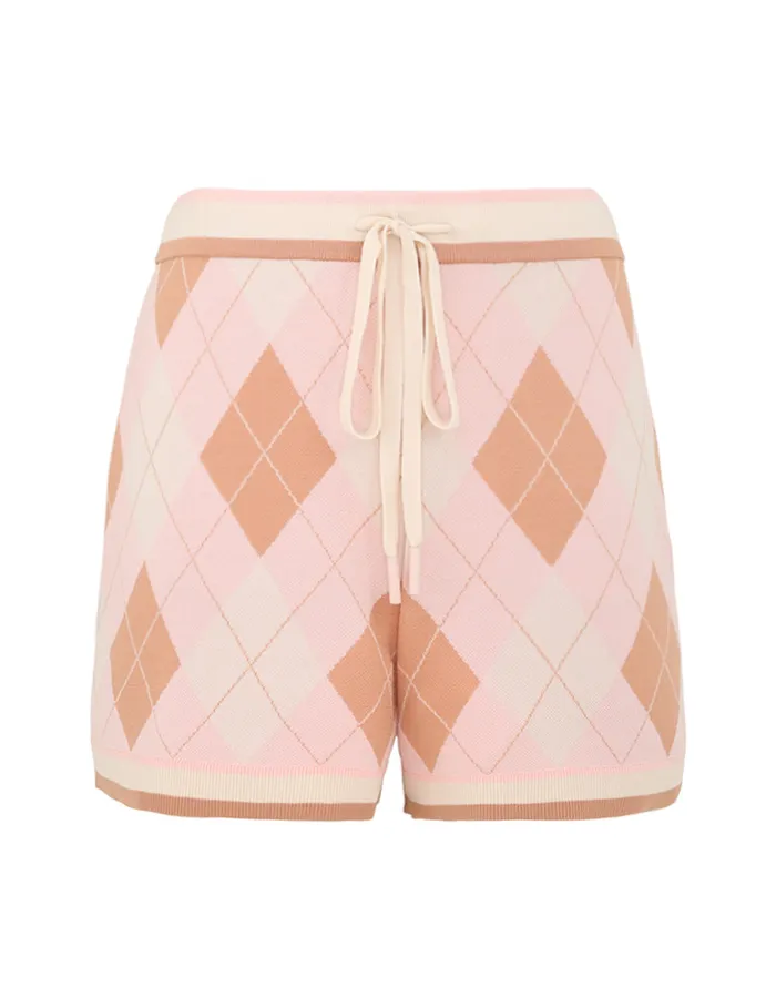 Women Zimmermann Clothing Acacia Argyle Knit Short Pink Argyle