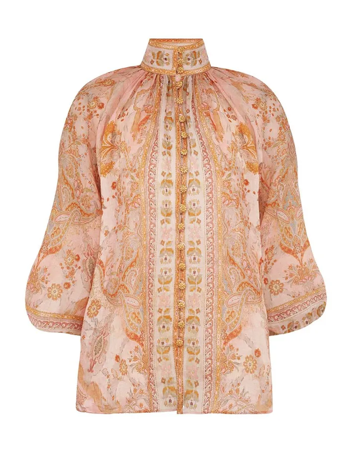 Women Zimmermann Clothing Acacia Billow Blouse Creampink Multi