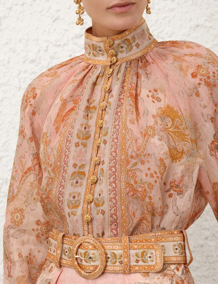 Women Zimmermann Clothing Acacia Billow Blouse Creampink Multi