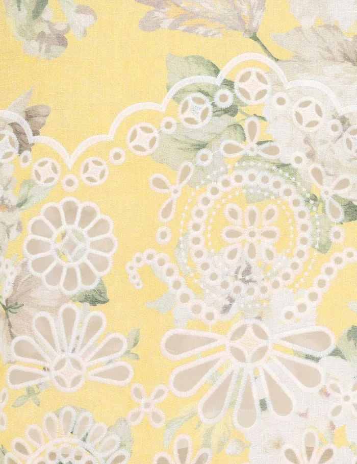 Women Zimmermann Clothing Acacia Broderie Tie Mini Dress Yellow Floral