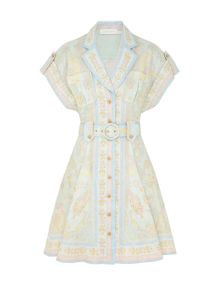 Women Zimmermann Clothing Acacia Mini Shirt Dress Mint Multi